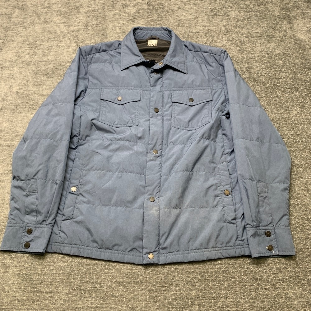32 Degrees Heat Shirt Jacket Mens Medium Gray Lined Chest Pockets Snap Shacket